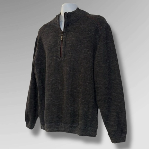 🌴 Tommy Bahama Men’s Quarter Zip Pullover – Dark Heather Gray Size XL|Fall Layer - Picture 8 of 13